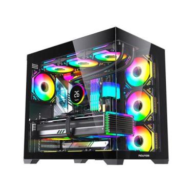 Imagem de Gabinete Gamer Round5 Genos Mid Tower ATX Sem Fan Aquário Vidro Preto