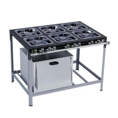 Imagem de Fogao Industrial 6 Bocas M-19 M/m S2000 30 X30 Perfil 6,5 Cm Com Forno