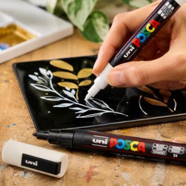 Imagem de Caneta Posca PC-3M Branca Ponta Fina 0.9mm Arte Desenho Permanente Uni