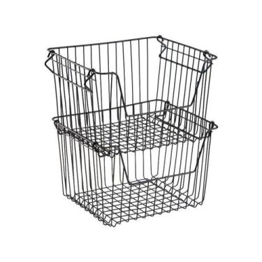 Imagem de Cesto Organizador Retangular Arthi Black - 9108 2 Peças