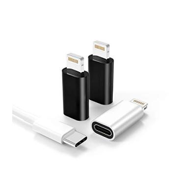 Imagem de Pacote com 3 adaptadores USB C fêmea para Lightning macho para iPhone 11/12/7/XR/X/XS/SE/8Plus/Pro Max Ipad Air Mini tipo compatível com carregamento, suporte de transmissão de dados conectado, conversor de cabo conector de carregador