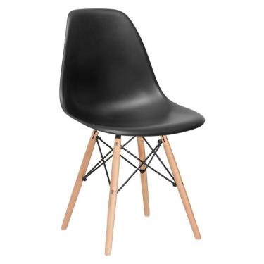 Imagem de Cadeira Charles Eames Eiffel Dsw Com Pés De Madeira Clara Preto