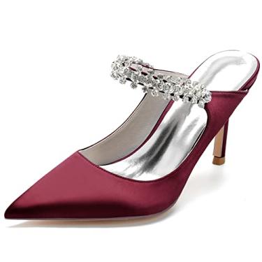 Imagem de Sapato feminino Slingback Maryjane 8,5 cm salto alto de casamento bico fino strass festa trabalho nó de formatura, Vencedor, 7.5