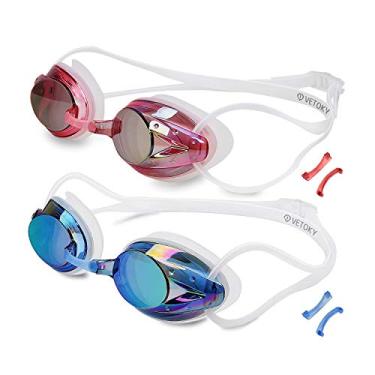 Imagem de (blue-pink) - VETOKY Swim Goggles, Anti Fog Swimming Goggles UV Protection Mirrored & Clear No Leaking Triathlon Equipment for Adult and Children