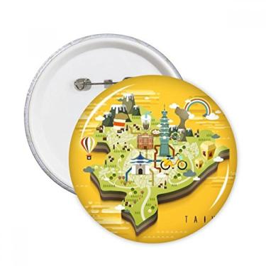 Imagem de Mapa de viagem Taipei China Alfinetes redondos emblema botão decoração acessório 5 peças