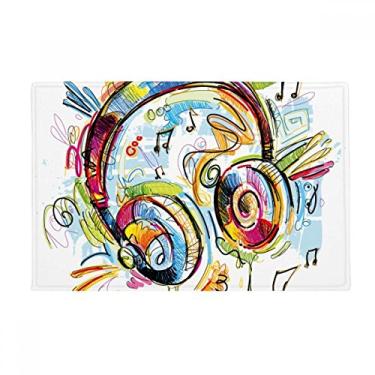 Imagem de DIYthinker Fone de ouvido colorido com estampa de música louca, tapete antiderrapante para porta de banheiro