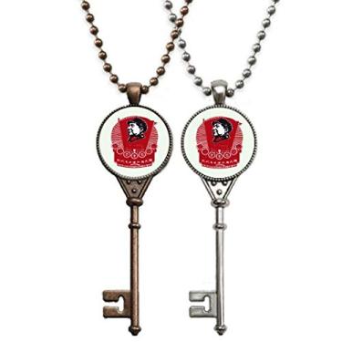 Imagem de OFFbb-USA Bandeira de Educação Vermelha Chinesa Colar Pingente Joias Decoração de Casal