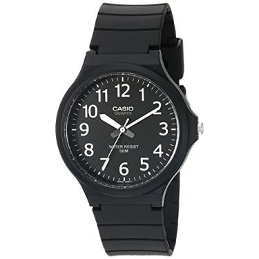Imagem de Casio Relógio masculino clássico de quartzo com pulseira de resina, preto, 20,15 (modelo: MW240-1BV)