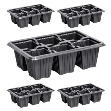 Imagem de Kit 30 Bandeja Sementeira 6 Células 160ml Vaso Para Produtor de Muda de Plástico Preto Horta