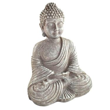 Imagem de Escultura Decorativa Buda Meditando Ornamentação Zen Resina 21cm