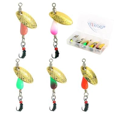 Imagem de Trout Spinners - Iscas de pesca de truta mosca para robalo e lúcio de salmão, iscas de robalo Smallmouth com spinner de latão - 5 peças (estilo D-2,8 g)