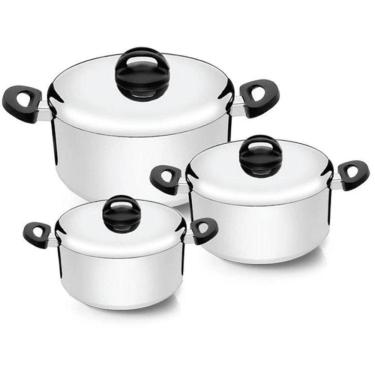 Imagem de Jogo De Panelas Nigro Alumínio Criativa 3 Pç 3Mm Polida