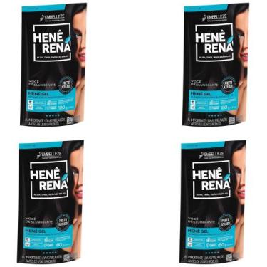 Imagem de Hene em Gel Rená Preto Azulado (Preto Forte) 180gr Alisa, tinge e Da B