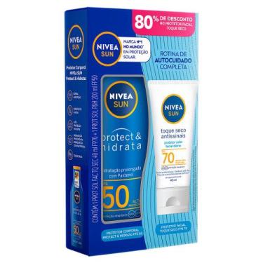 Imagem de Kit Protetor Solar Nivea Sun Protect e Hidrata FPS 50 200ml e Ganhe 80
