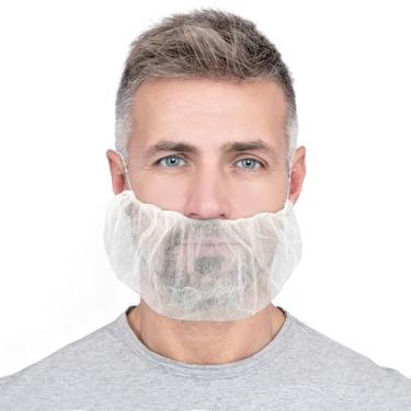 Imagem de Pacote ABC de 100 capas de barba de polipropileno branco 46 cm. Protetores de barba descartáveis. Protetores de rede de barba de grau industrial. Rede de barba Honeycomb. Cobertura de cabelo facial. Respirável e leve.