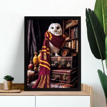 Imagem de Quadro Decorativo Coruja Edwiges 33x24cm - Quadros On-line, Moldura pr