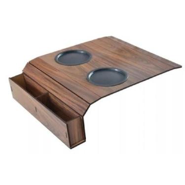 Imagem de Bandeja Esteira para braço sofá com porta controle Amêndoa - Stilo Dec