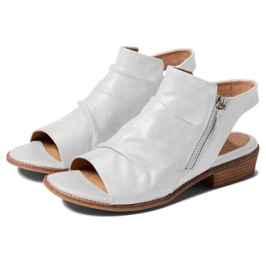 Imagem de MOOMMO Sandália feminina de salto baixo, botinhas, peep toe, com zíper lateral, recortada, costas nuas, salto grosso, cano baixo, bico aberto, plissado, casual, sandálias de salto, festa, 34 a 43