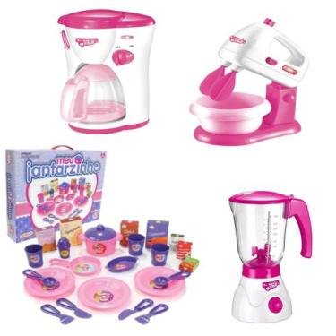 Imagem de Cafeteira Sai Água Brinquedo Batedeira Liquidificador Jantar - DM Toys