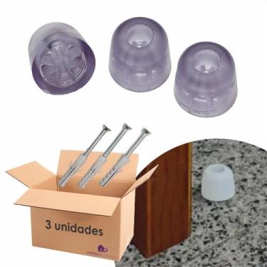 Imagem de Kit 3 Batedor De Porta Amortecedor Pé De Apoio Pvc - EMPÓRIO ACESSÓRIO