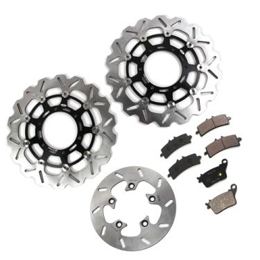 Imagem de Discos e pastilhas de disco de freio dianteiros e traseiros flutuantes compatíveis com Suzuki GSXR 600 750 2011-2015, GSXR 1000 2012-2015, acessórios de substituição de motocicleta pretos