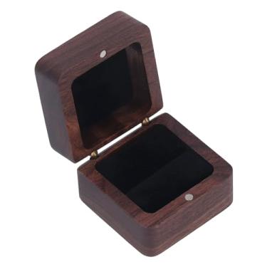 Imagem de Caixa de Madeira Elegante Vintage Black Walnut Com Fechamento Magnético para Propostas Engajamentos Casamentos Portáteis e Elegantes Armazenamento de Anel