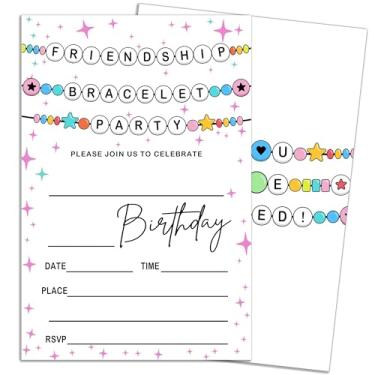 Imagem de ukebobo Convites de festa de pulseira da amizade, cartão de convite de aniversário, 20 peças de cartões de convite de preenchimento dupla face com envelopes, lembrancinhas de festa de aniversário e