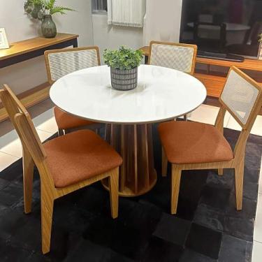 Imagem de Mesa de Jantar Redonda 105cm com 4 Cadeiras Dalla Costa MDF - Dalla Co