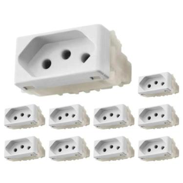 Imagem de Kit 10 Módulos Tomada 2p+t 20a/250v Liz Branca Tramontina Cor:Branco