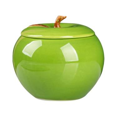 Imagem de Kichvoe Recipiente De Cerâmica Em Formato Maçã, Pote Para Biscoitos, Açucareiro, Prato Doces, Chá, Armazenamento Alimentos Com Tampa Farinha Grãos Café