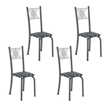 Imagem de Cadeiras para Sala de Jantar 4 Unidades Sara Preto / Prata