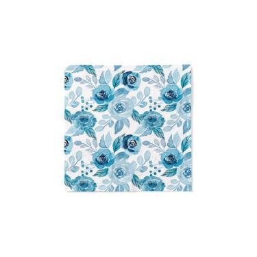 Imagem de 20 Guardanapos de Papel Folha Dupla Azul Floral 33x33 cm Ponto das Fes