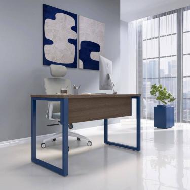 Imagem de Escrivaninha para Escritório 73,5cm X 150cm Walnut/Azul Delrei