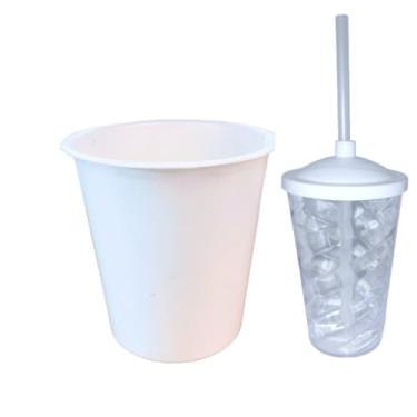 Imagem de Kit 20 Cinema Balde Pipoca 1litro + Copo Twister 400ml com Tampa e Canudo (CRISTAL)