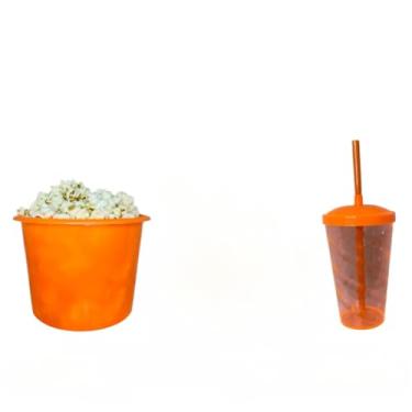 Imagem de Kit Cinema 50 balde 1,5L Pipoca + 50 copos Twister Colorido 400ml (LARANJA)