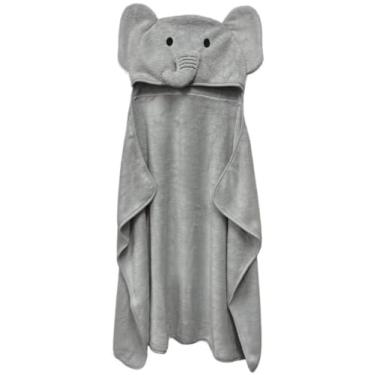 Imagem de Toalha de Banho Baby com Capuz Laço Bebê Animada (Elefante Cinza)