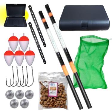 Imagem de Kit Completo de Pesca para Lambari, Vara Telescópica 2.10m e 1.80m, Estojo, Anzóis, Boias, Chumbadas, Rede, Isca, Acessórios
