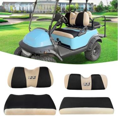 Imagem de 10L0L Capas de assento de carrinho de golfe dianteiras traseiras para Yamaha G29 Drive, Club Car Precedent e Club Car DS, feitas com tecido de poliéster de malha de ar 3D, respirável, lavável - preto