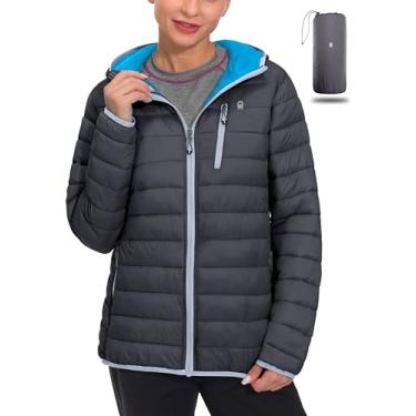 Imagem de Jaqueta feminina leve acolchoada Little Donkey Andy com capuz à prova de vento casaco de inverno com isolamento reciclado cinza GG