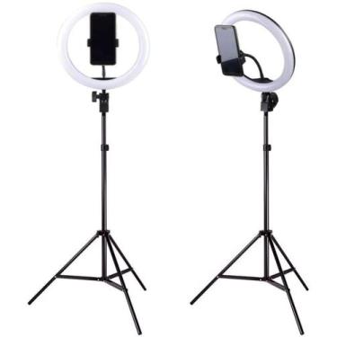 Imagem de Ring light led selfie 10" com tripé luz p celular blogueira foto - MKB