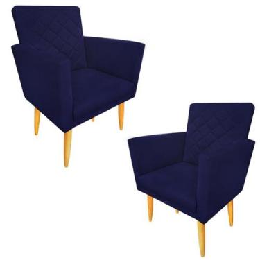 Imagem de Kit 02 Poltronas Maitê Suede Azul Marinho para leitura - JBF