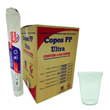 Imagem de Copo descartável 180ml pp reforçado plástico caixa com 2500 copos - UL