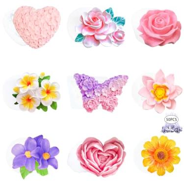Imagem de 9 peças de moldes de vela de silicone rosa moldes de flores de silicone para velas de silicone para cera de soja, cera de abelha, fabricação de velas, artesanato em resina