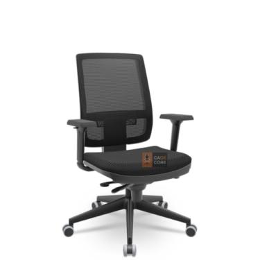 Imagem de Cadeira Brizza Tela 3D Slider Piramidal Preto Sem Apoio NR17 Plaxmetal (Aero Preto)