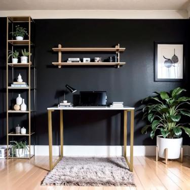 Imagem de Escrivaninha Industrial Escritorio Home office 1 Metro x 60 Cm Mesa Notebook Computador Ferro MDF(DOURADO COM BRANCO)