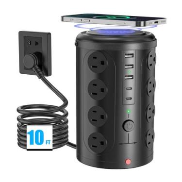 Imagem de Protetor de sobretensão Power Strip UWIWUTEI com carregador sem fio de