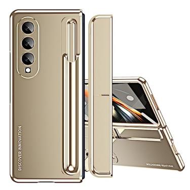 Imagem de Estojo dobrável para caneta com filme de vidro com cobertura total para Samsung Galaxy Z Fold 4 5G Capas de telefone, douradas, para samsung Z Fold 5