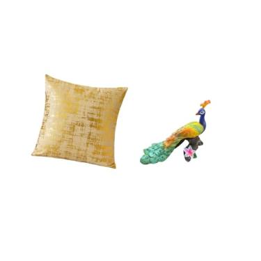 Imagem de Fenteer Capa de Almofada Elegante com Escultura de Pavão para Sala de Estar, Escritório, Dormitório, Carro, Ornamento Decorativo de Jardim, Artesanato, Estátu