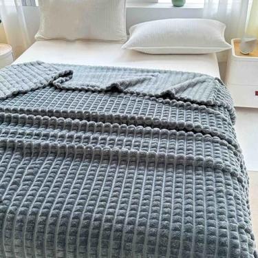 Imagem de Cobertor de lã com peso fofo feminino masculino para cama adulto longo casal solteiro para sofá macio confortável lavável na máquina para uso como xale, viagem, escritório (cinza escuro, 150 x 200 cm)