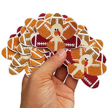 Imagem de 7,4 x 5,6 cm, 12 peças, Ação de Graças, futebol, peru, costurar, costurar, costurar, aplicar, bordar, à máquina, projetos de costura